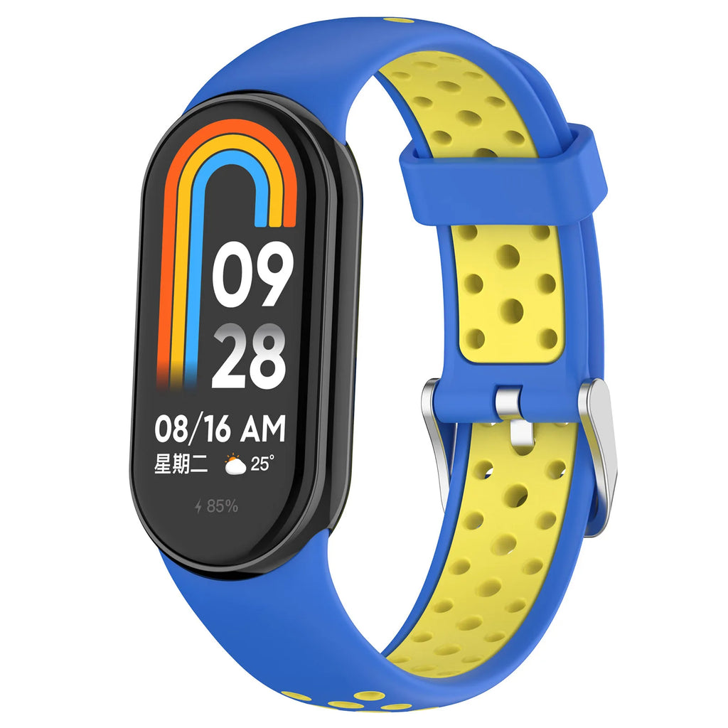 Silicone Watch Strap For Xiaomi Band 9 8 Two-Color Breathable Smart Watchband Replacement Bracelet for Xiaomi Mi Band 8 9 Strap