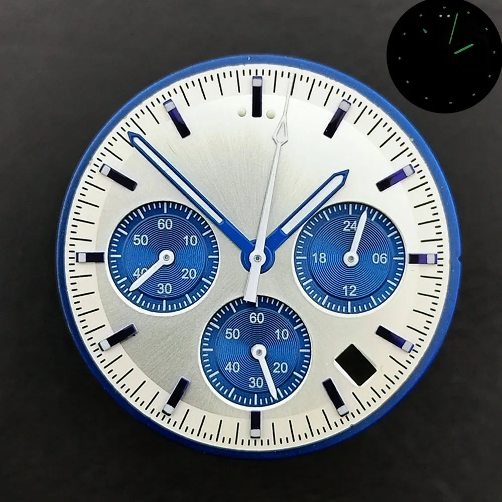 32.5mm VK63 dial C3 green Luminous Black white orange blue green watch dial replacement accessories watch parts accessory