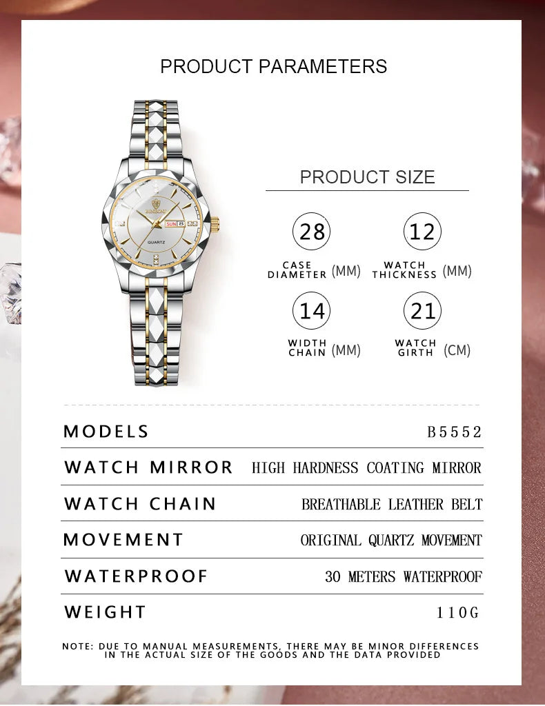 BINBOND 5552 Japanese Quartz Movement Fashion Women's Watch Top Brand Luxury Stainless Steel Strap Date Calendar Watch-1