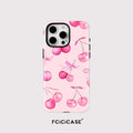Fcicicase Phone Case For iPhone 16 Pro Max 15 14 Plus 13 12 11 Cherry For Magsafe Wireless Charge Magnetic Double-layer Cover
