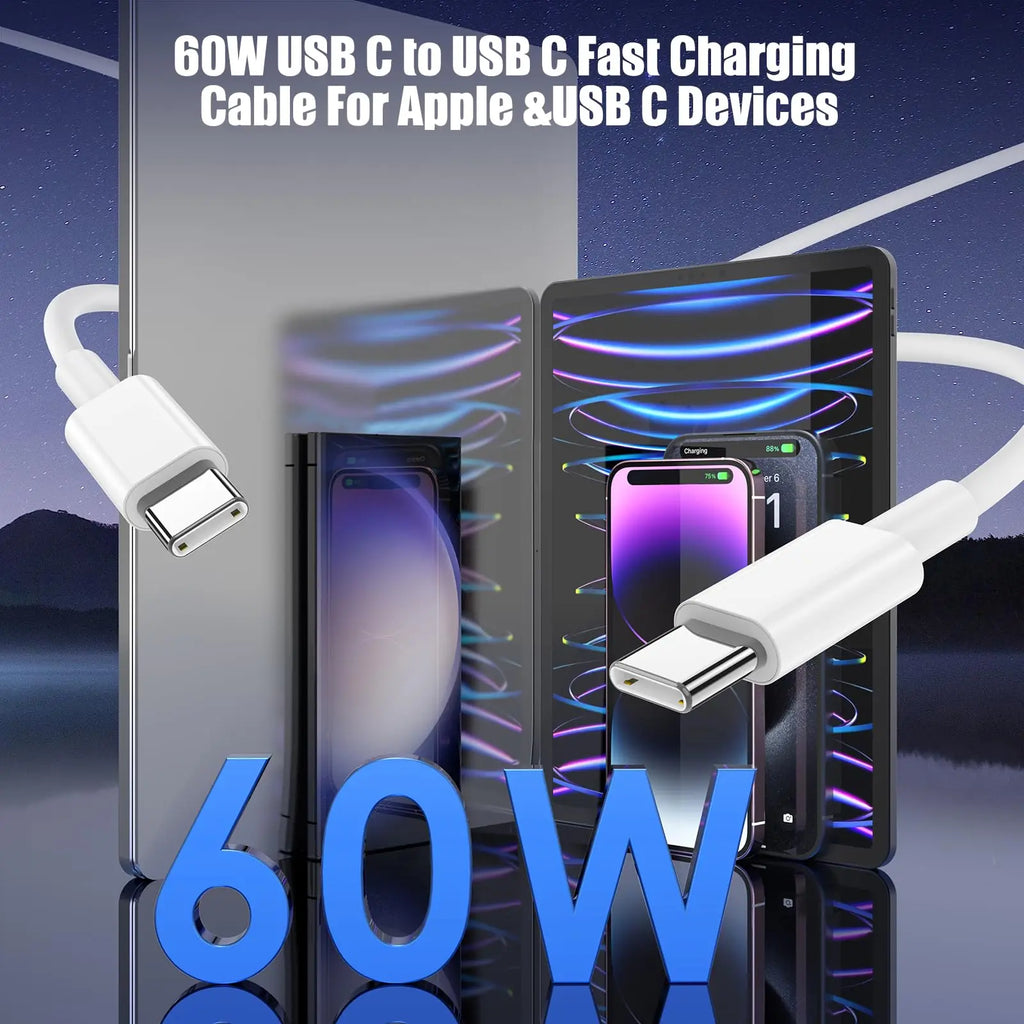 3-Pack [3.3FT+6.6FT+10FT] 60W USB C to USB C Cable, Fast Charging for iPhone 16/15 Pro Max, Galaxy S25/S24, iPad Pro/Air
