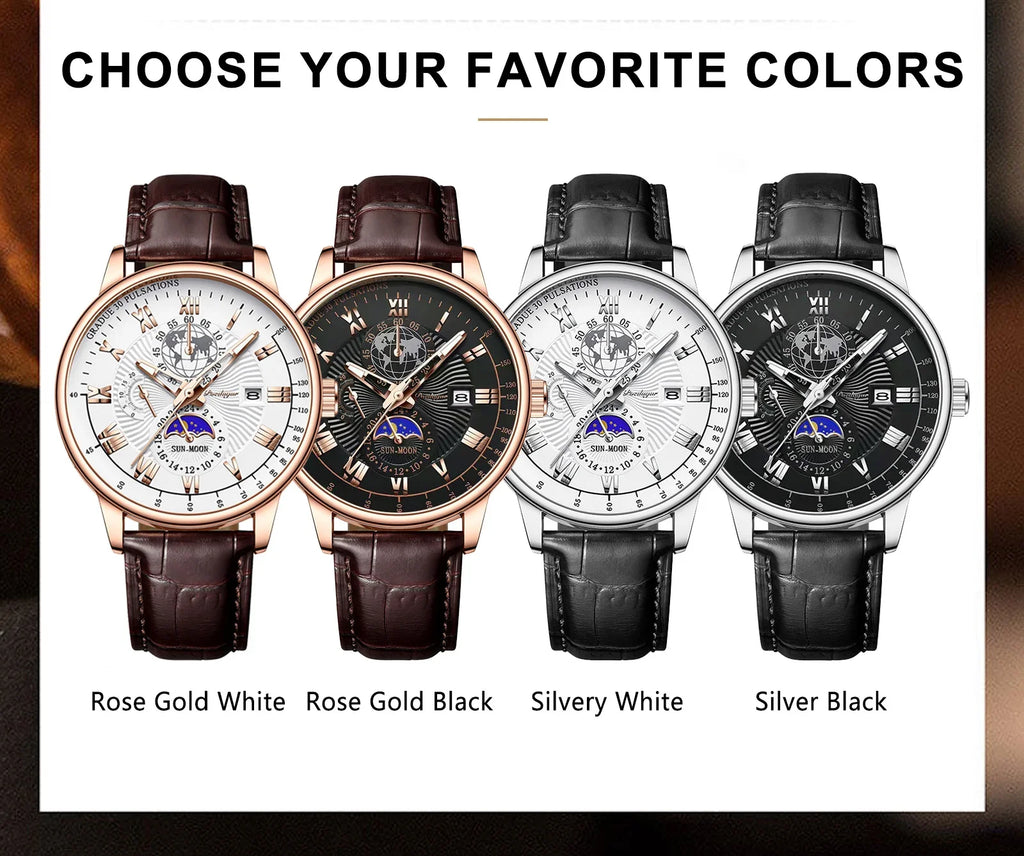 Fashion Luxury Wristwatch For Men Luminous Chronograph Date Man Watch Leather Men's Quartz Watches Sports Male Clock