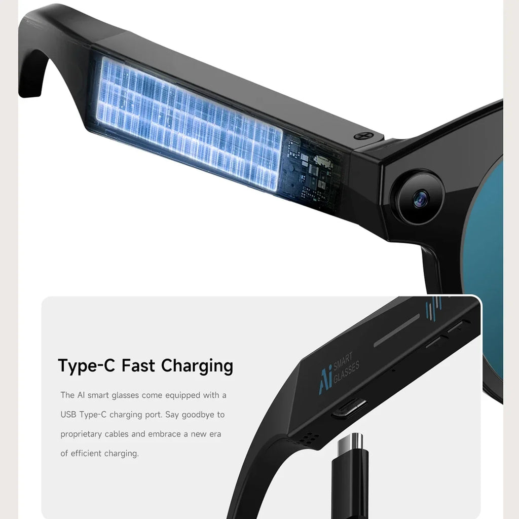 AI Smart Camera Glasses for Men And Women with Real-Time Translation Object Recognition Video Recording And Bluetooth Calling
