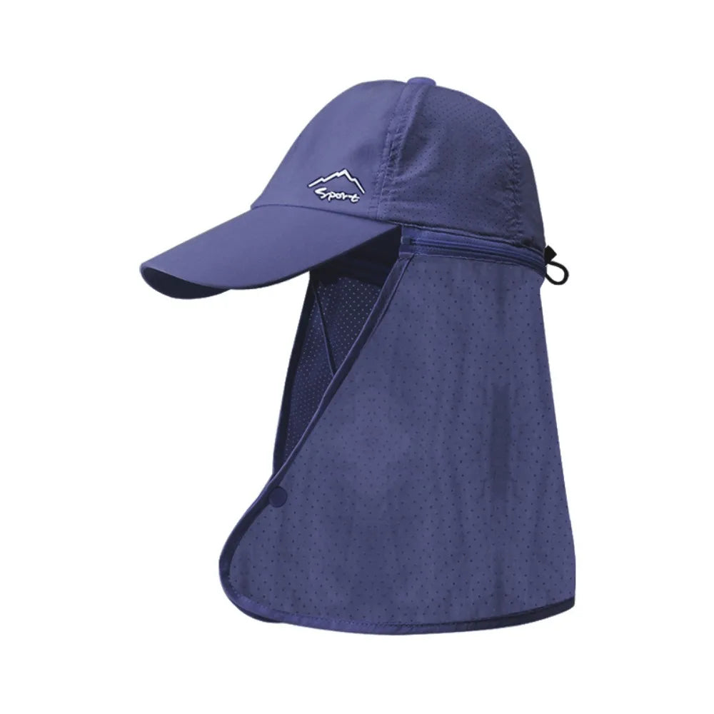 Portable Face Mask Man Sun Hat Mesh Breathable Sun-cream Bucket Hat Detachable Shawl Wide Brim Outdoor Fishing Cap Man Woman