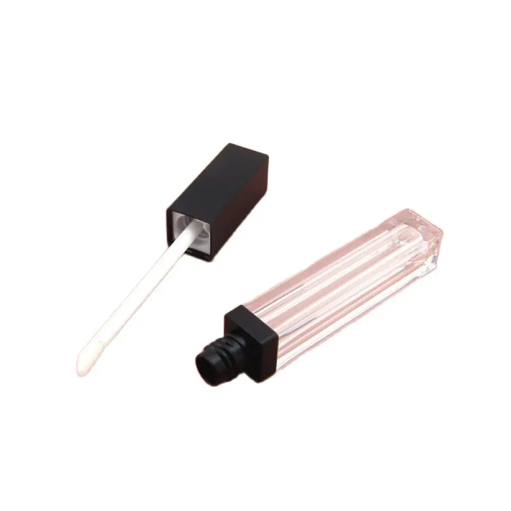 5ML Empty Lip Gloss Tubes Square Lip Balm Bottles,White,Black Cap Refillable Plastic Liquid Lipstick Container