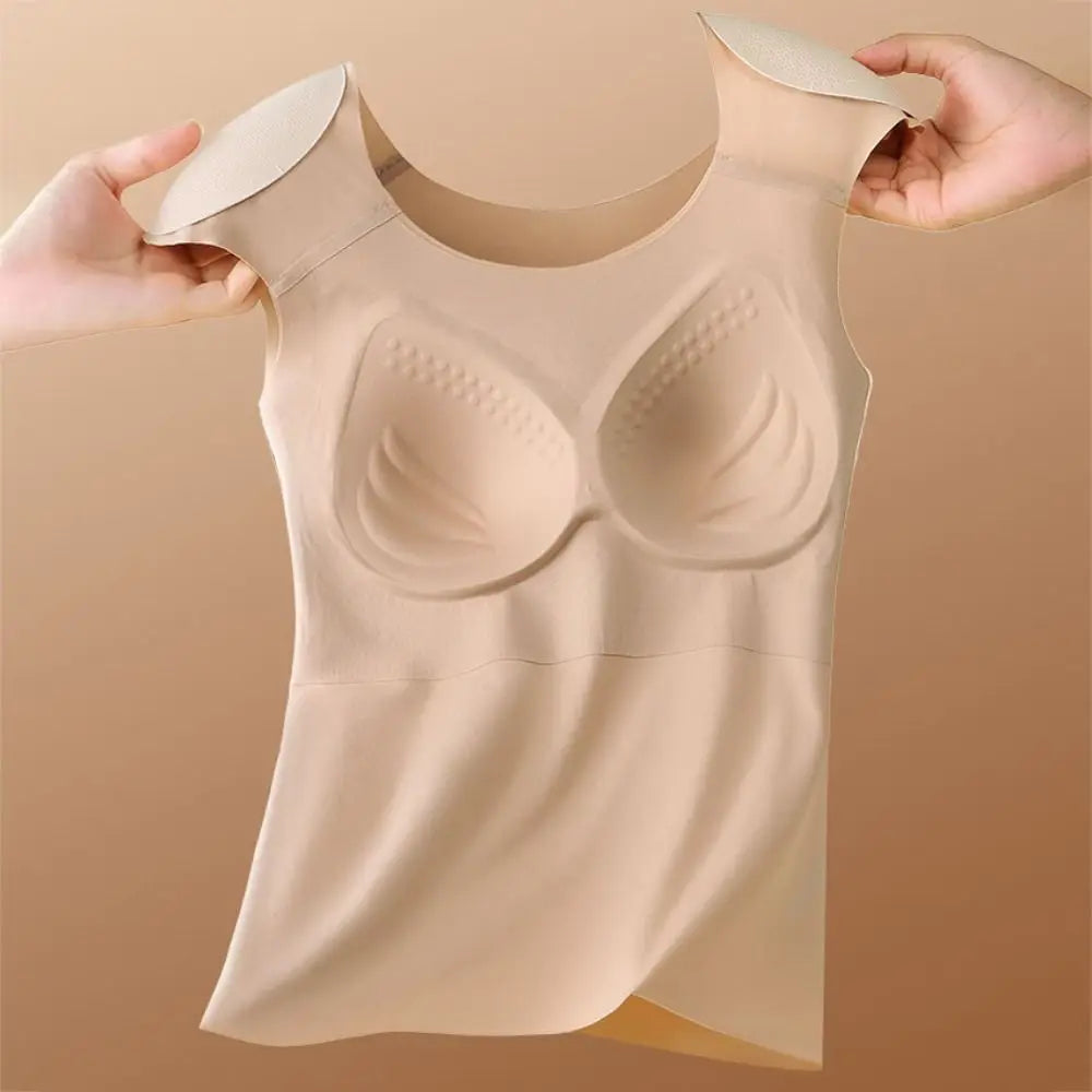 U-neck Right-angle Shoulder Vest Seamless Invisible Thermal Underwear Winter Autumn Sleeveless Underwear for Women
