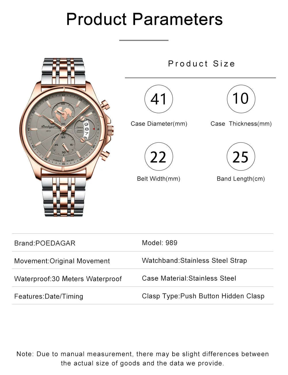 POEDAGAR Top Luxury Brand Casual Men Watch Chronograph Waterproof Date Full Steel Quartz Men's Watch Business Relogio Masculino