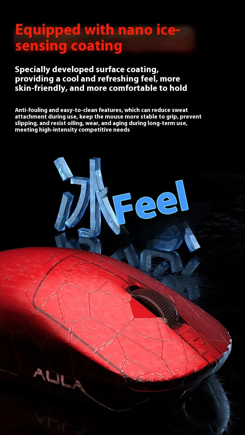 AULA V9 Ultra Wireless Mouse Tri Mode Wireless 8K Paw3950 Esports Gaming Lightweight Low Latency Mouse Custom for PC Accessories