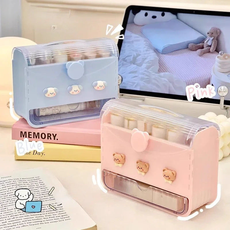 Makeup Lipstick Stand Case Desktop Cosmetic Organizer Storage Box Lipstick Dust-proof Display Stand Holder Cute Dressing Table