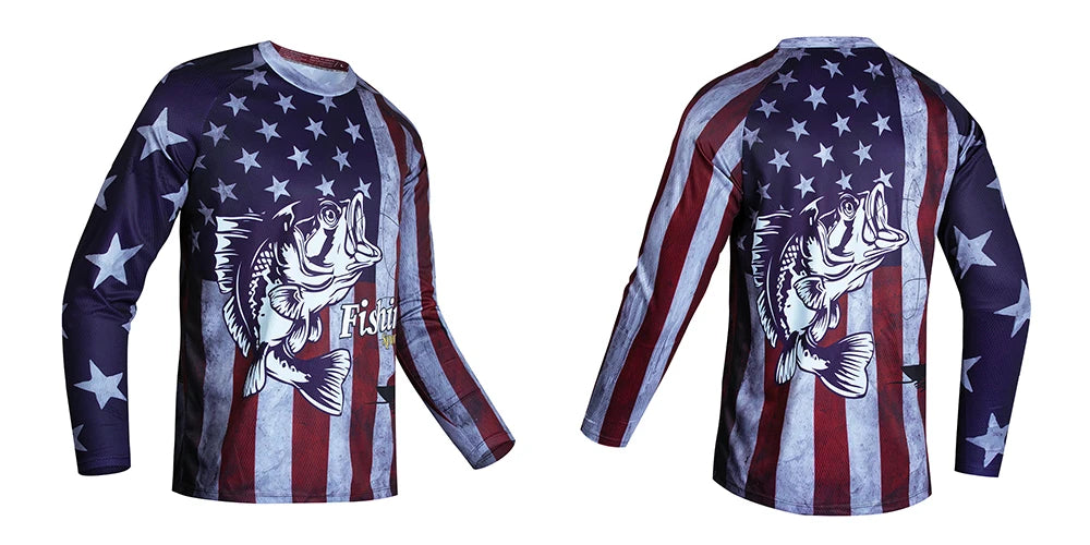 2025 Fishing Shirt Men Summer Outdoor Fishing Clothing Sunscreen Long Sleeve Fish Print Casual Shirts Anti-UV Fishing Shirts