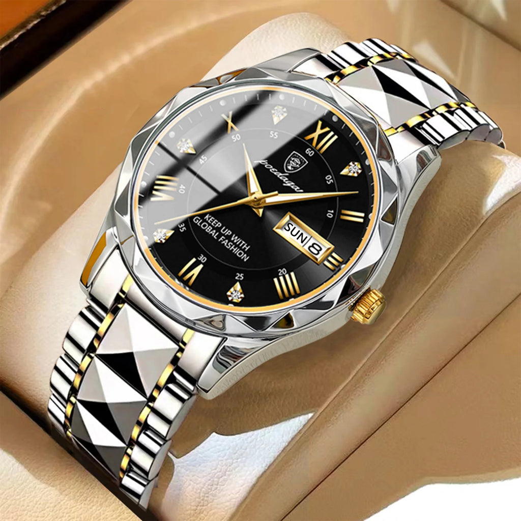 POEDAGAR Luxury Brand Men's Watches Waterproof Stainless Steel Luminous Man Wristwatch Date Week Quartz Business Men Clock Reloj
