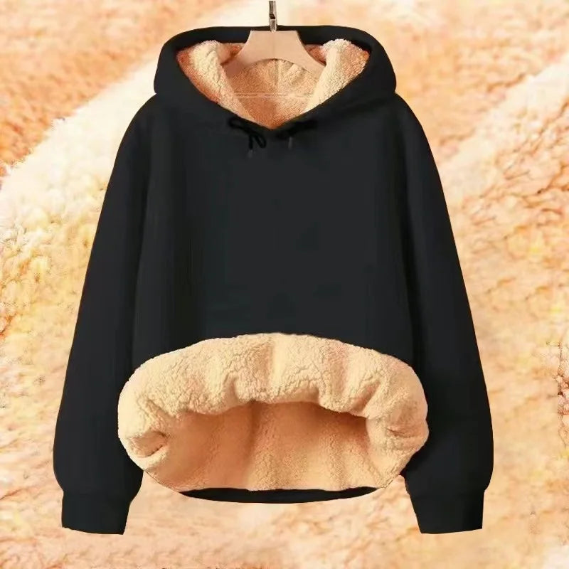 2024 Autumn and Winter New Hooded Lamb Fleece Hoodie Solid Color with Thick Fleece for Men and Women, Warm and Casual Versatile
