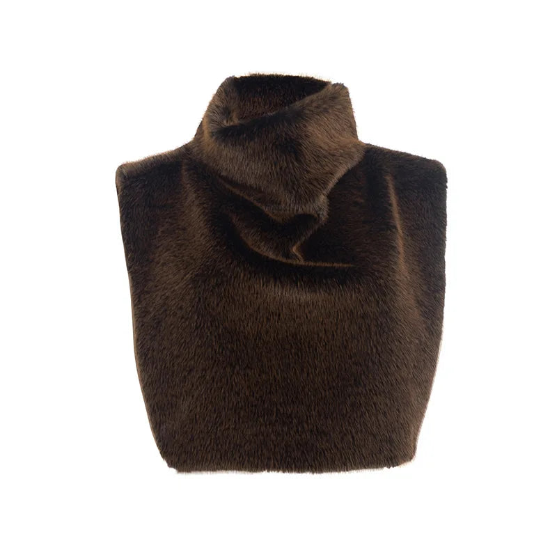 Turtleneck Furry Tank Tops Women Trend Sexy Side Split Chic Fall Trend Midnight Basic Street Furs Hipster Clubwear Vest Crop Top