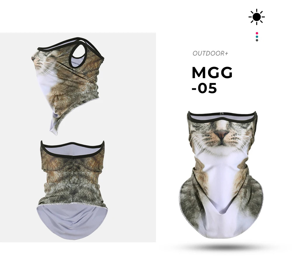 3D Animals Magic Scarf Bandana Breathable Neck Warmer Gaiter Hanging Ear Outdoor Sports Triangle Face Mask Neckerchief Summer