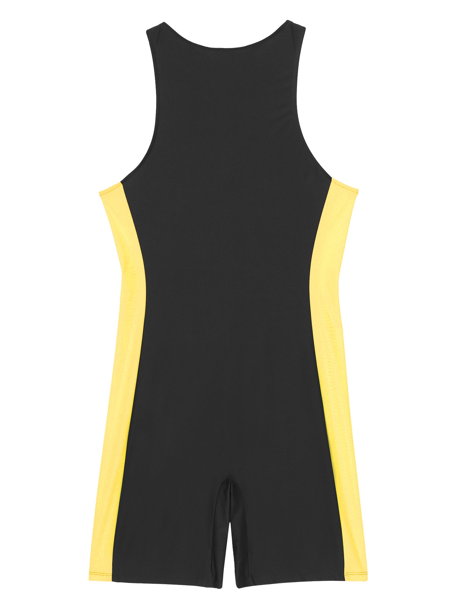 Mens Swimwear One-piece Wetsuit Swimming Bathing Suit Round Neck Sleeveless Side Shorts Bodysuit Triathlon Front Zipper Swimsuit
