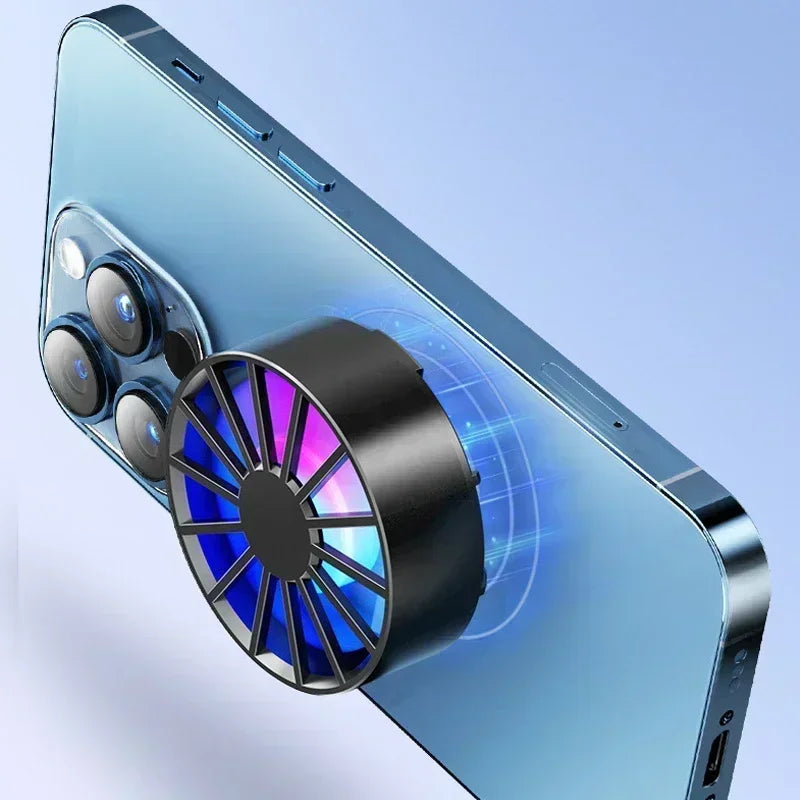 Phone Radiator RGB Light Air-cooled Light Weight Magnetic Low Noise Cooling Fan for Phone Tablet PUGB Genshin Game Fast Cooling