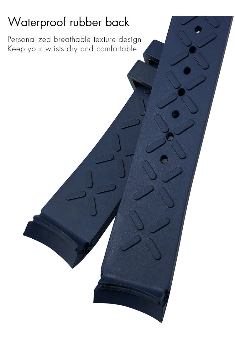 19mm 20mm Curved Rubber Silicone Watchband Fit for IWC Big Pilot Portofino Mark Black Blue Bracelets Diver Sports Watch Strap