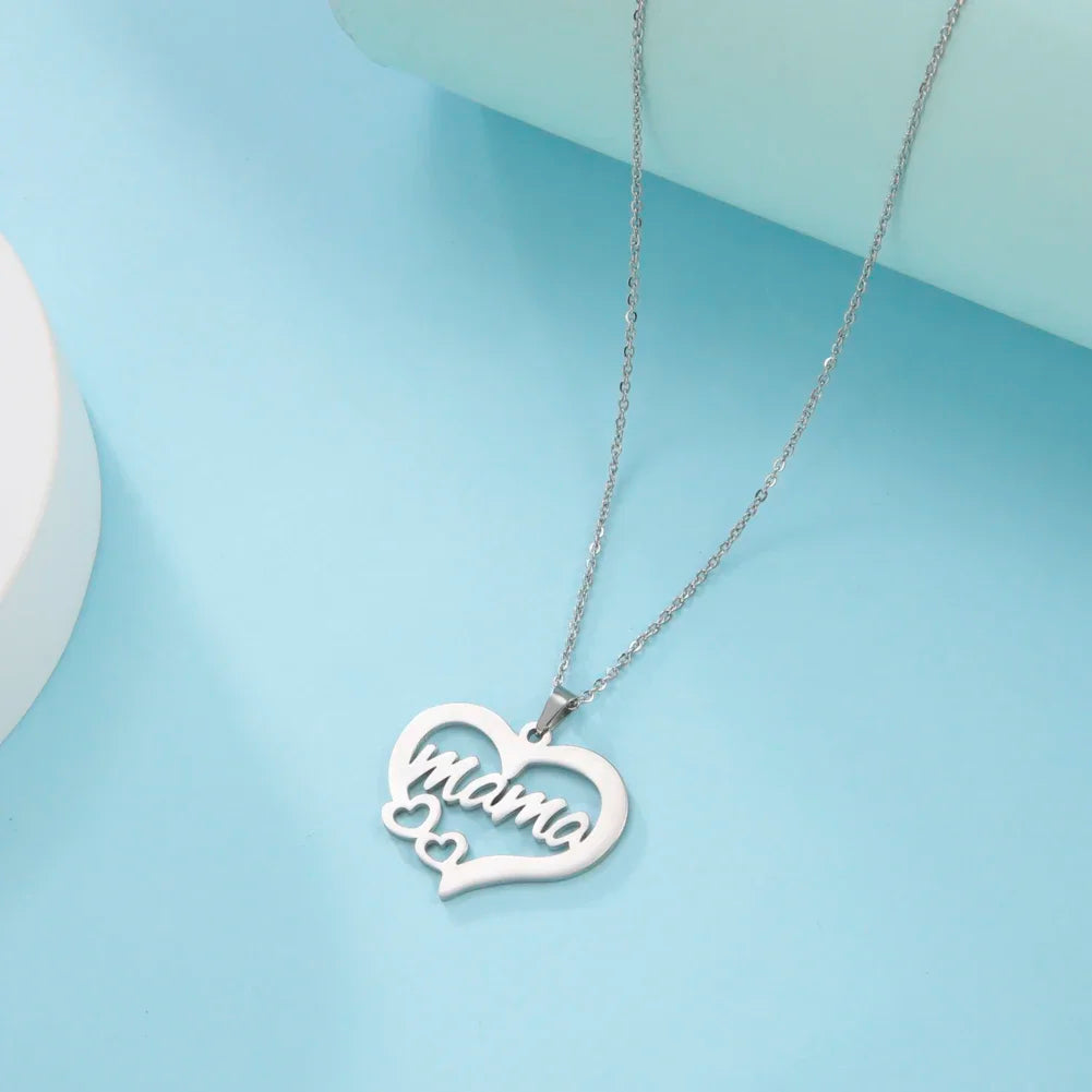 Skyrim Mother's Day Mama Letter Pendant Stainless Steel Necklace for Women Gifts love Pendant Neck Chain Exquisite Jewelry Gift