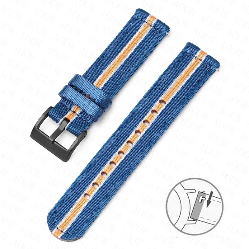 18mm 20mm 22mm 24mm Soft Nylon Strap for Omega Seamaster 007 Men Women Quick Release Canvas Replace Watch Band for Seiko Casio