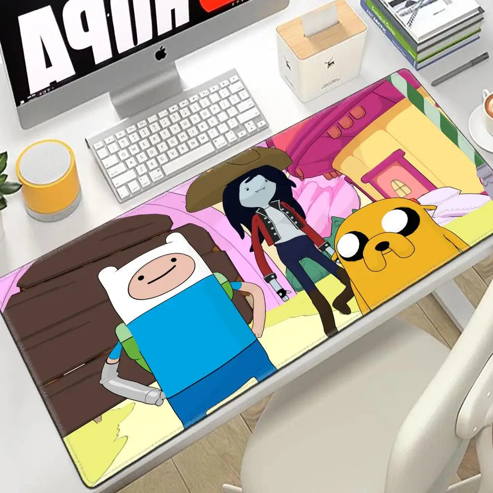 Desk Mat Adventure Time Mouse Pad Large Gamer Cabinet Pc Cabinets 80x30 Extended Cute Keyboard Mousepad Games Gaming Accessories