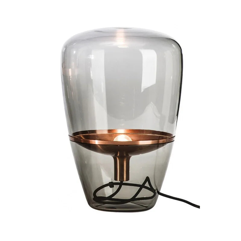 Postmodern Smoky Gray Glass Table Lamp Italian Creative Art Desktop Decoration Stand Lights Living Room Bedroom Hotel Lighting