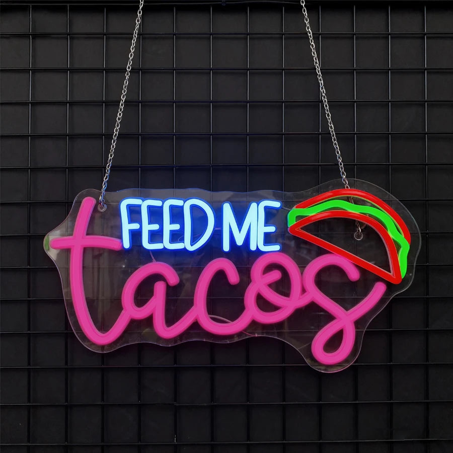 Gourmet Neon Signs, Aesthetic Business Lights Of Fried Chicken Pizza Icons, Used For Decor Of Fast Food Restaurants And Shops.