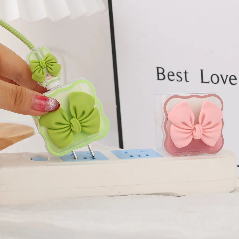 3D Bow Charger Cable Protector Cover For iPhone 20W 18W Charger Protector Storage Bag Case Cover Management Wire Cord Organizers