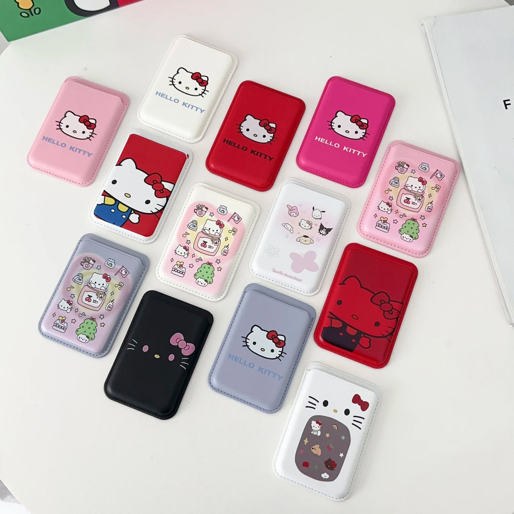 INS Korean Cute Hello Kitty for Magsafe Wallet Card Clip Case For iPhone 15 16 Pro Max 13 14 12 Magnetic Wallet Pink Girl Cover