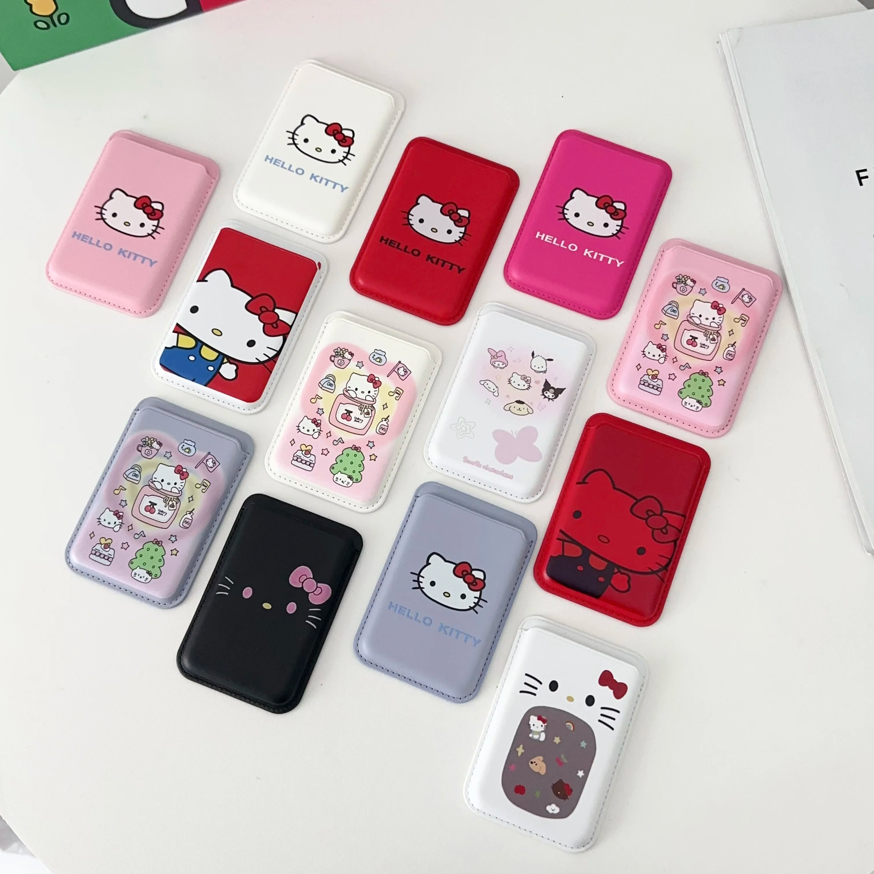 INS Korean Cute Hello Kitty for Magsafe Wallet Card Clip Case For iPhone 15 16 Pro Max 13 14 12 Magnetic Wallet Pink Girl Cover