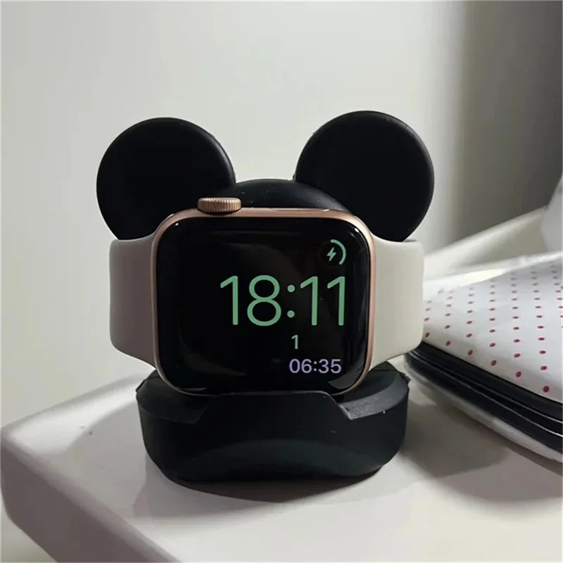 Cartoon Cute Bear Desktop Stand For Apple Watch Series 9 8 7 6 SE 5 4 For iWatch Silicone Charger 49mm 45mm 44mm 42mm 41mm 40mm