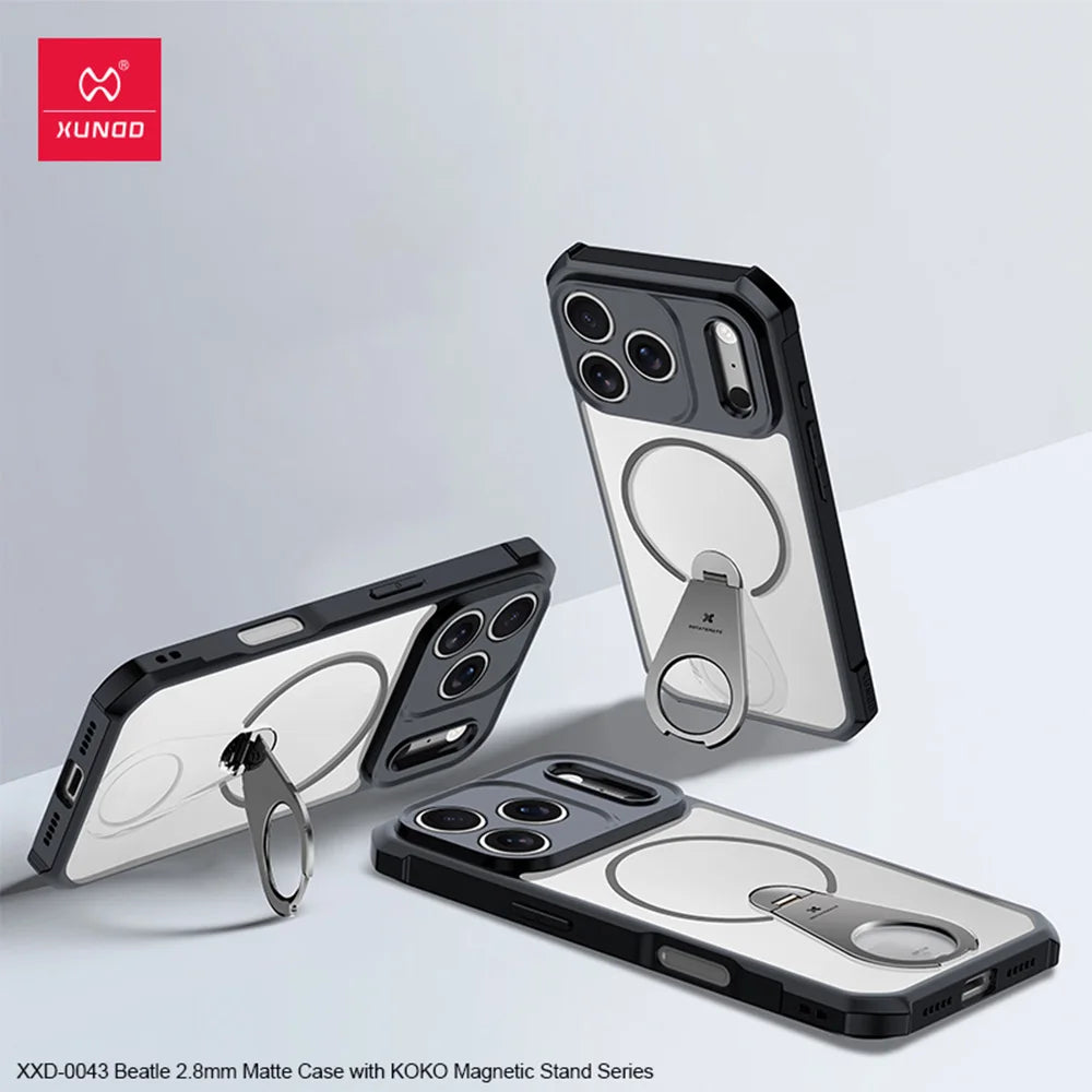 Xundd For iPhone 17 Pro Max 17 Air 17 Pro Magnetic Case with 360° Invisible Stand,PC+TPU Anti-fingerprint Anti-drop Phone Cover