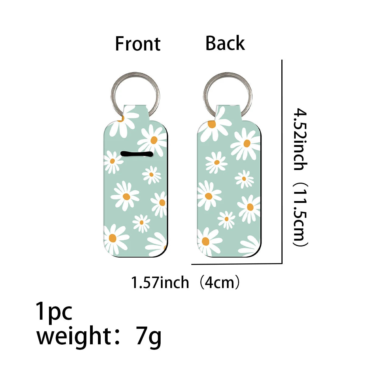 Flowers Clip On Lipstick Holder Keychain Daisy Print Simple Style Keyring Trendy Lip Balm Key Chain Bag Charms Accessories