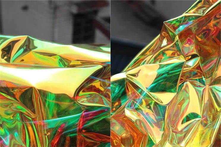 Rainbow Reflective PVC Fabric Laser Plastic Film Waterproof DIY Background Decor Bag Raincoat Coat Clothes Designer Fabric