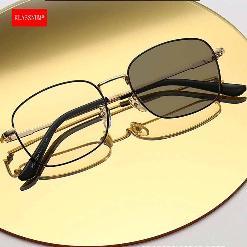 KLASSNUM Photochromic Glasses Man Anti Blue Light Transparent Glasses Alloy Frame Computer Eyeglasses Chameleon Sunglasses 2025