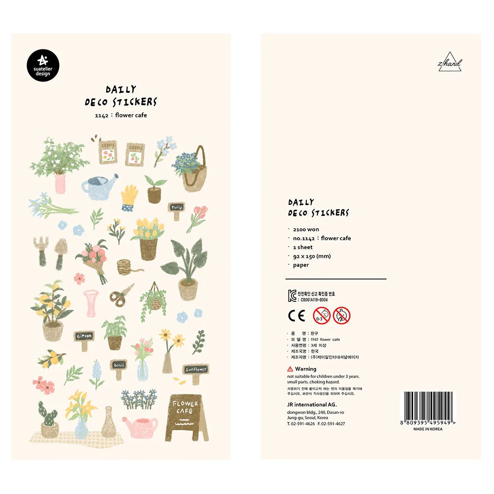 Korean Import Suatelier Brand Fresh Flower Food Cartoon Stickers Scrapbooking Diy Journal Stationery Sticker Deco Aesthetic Gift