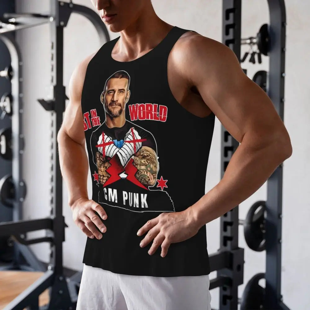 Graphic Wrestling CM Punk Best In The World Workout Tank Tops Sleeveless Shirt Bodybuilding Fitness Gym Compression Vest