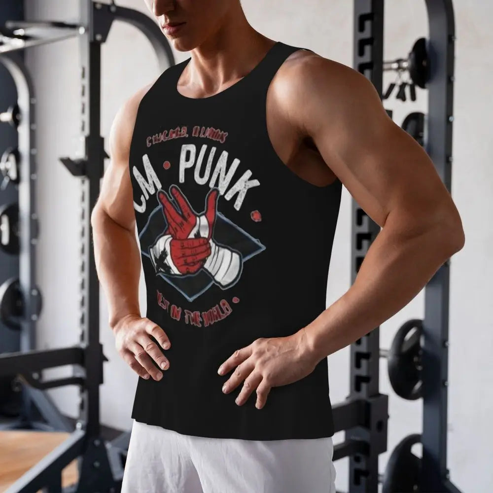 Graphic Wrestling CM Punk Best In The World Workout Tank Tops Sleeveless Shirt Bodybuilding Fitness Gym Compression Vest