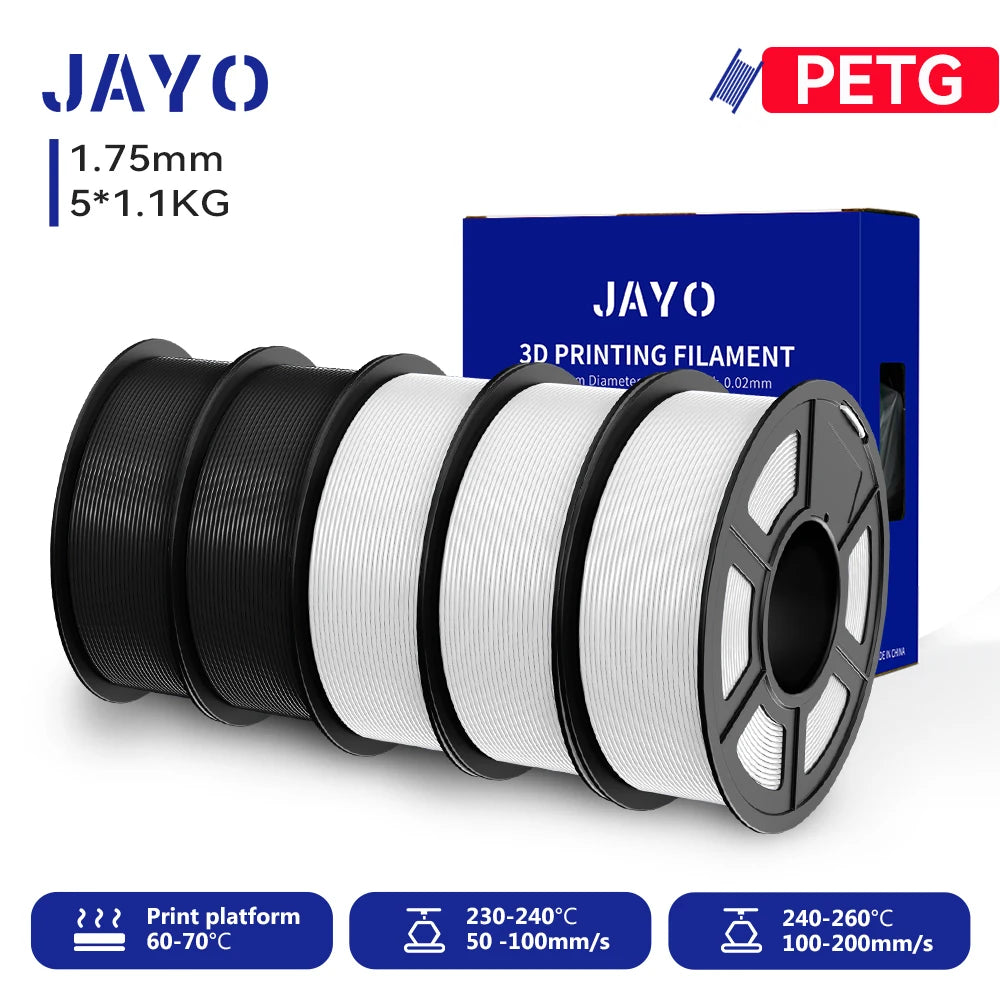 JAYO 3D PETG/PLA/PLA PLUS Printer Filament 1.75mm 5.5KG 100% No Bubble non-toxic 3D Printing Materials for 3D Printer&3D Pen