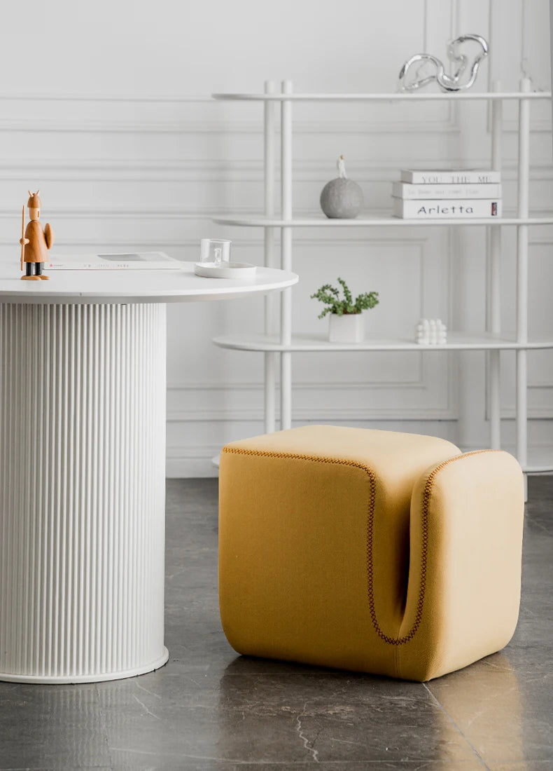 Household Living Room Hallway Pouf Nordic Sofa Stool Makeup Sitting Pier Fabric Shoe Changing Stool Book Storage Ottoman