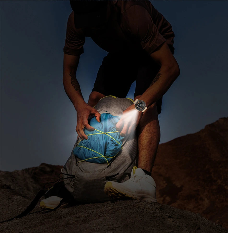 Outdoor Military Rugged Smartwatch Men GPS Sports Fitness Waterproof Watch Bluetooth Call with LED Lights Smart Watch