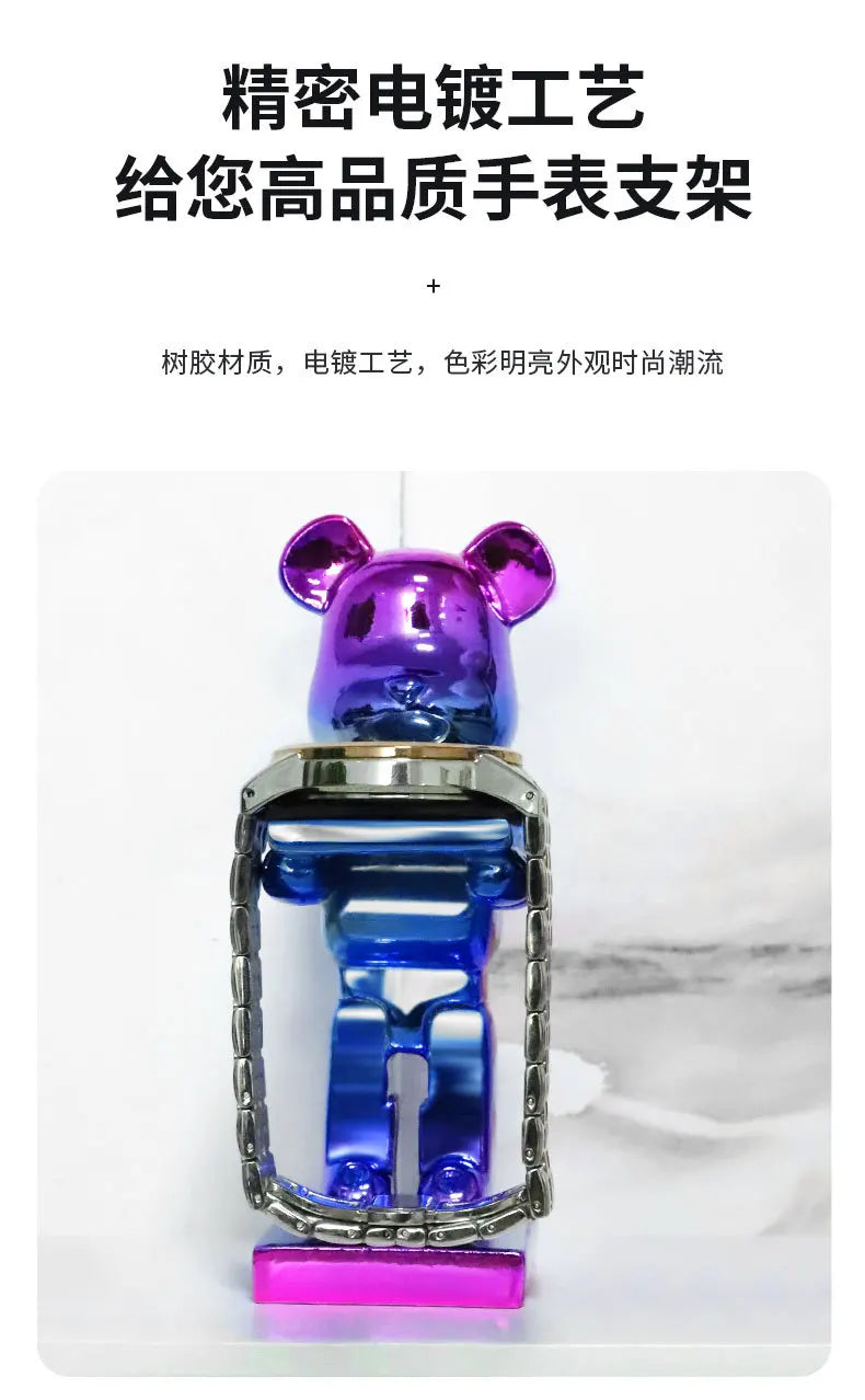 Trendy Watch Display Stand, Electroplating Cartoon Bear, Animal Resin Ornaments, Jewelry Storage Rack, Watch Holder Figure Stand
