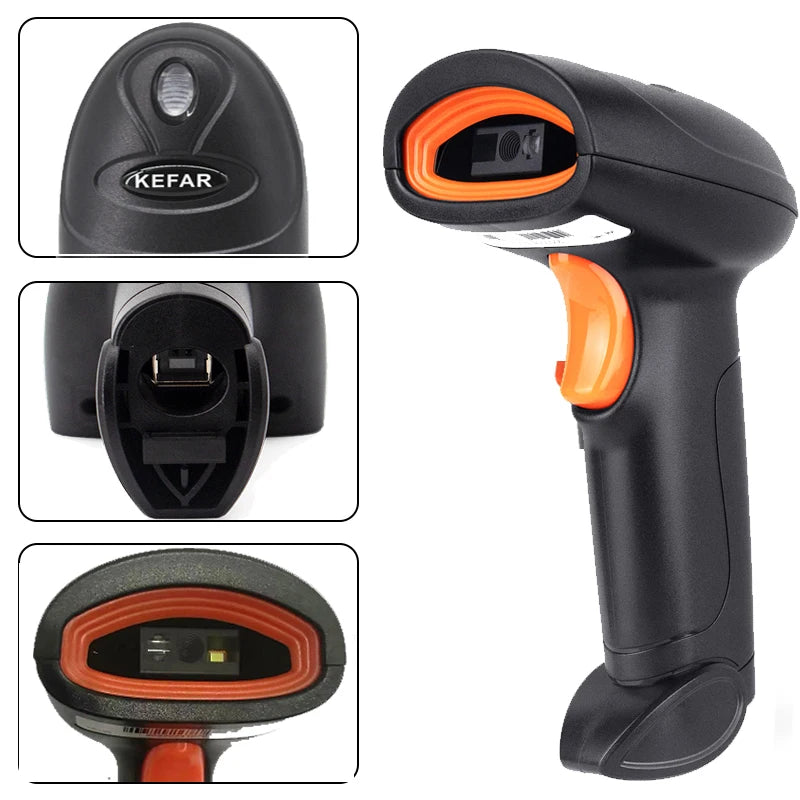 KEFAR Wireless Barcode Scanner Wired Handheld Barcode Reader Bluetooth QR PDF417 DM Codes Reader for Smartphone Screan Reader