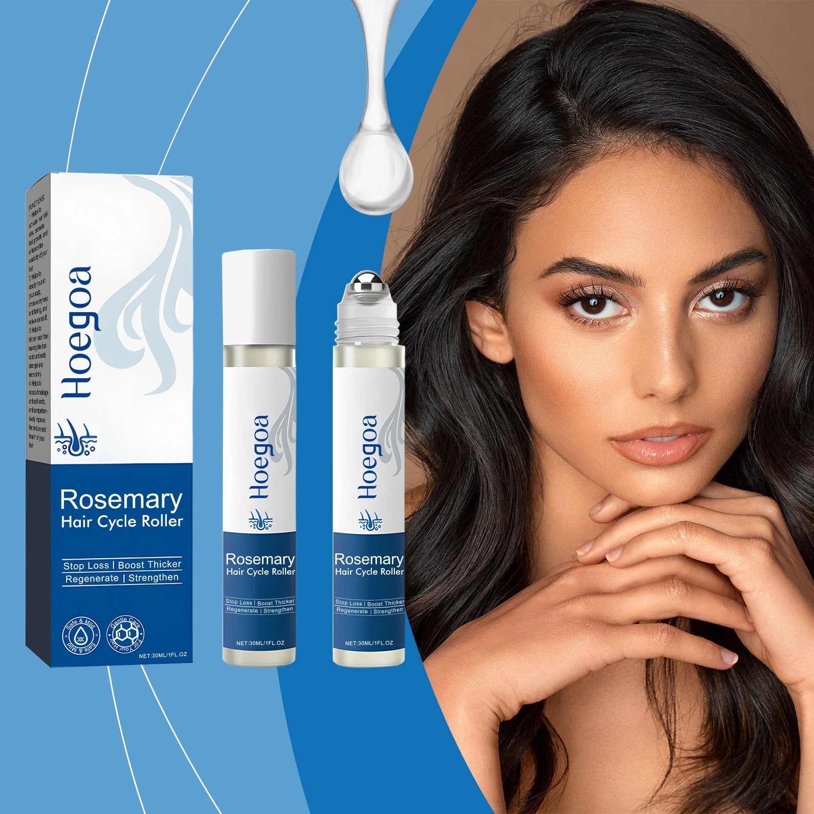 Rosemary Hair Serum Relax Scalp Stimulate Follicles Promote Hair Growth Roller Frizzy Split Ends Damaged Hair Repair Essence Oil