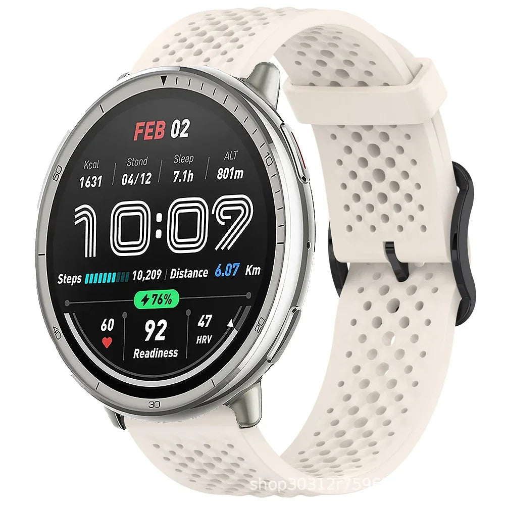 20mm 22mm Silicone Strap For Amazfit Active 2/GTS 4/3/2 Sports Breathable Bracelet Wristband Amazfit Bip 6/5 GTR 4/3 Accessories