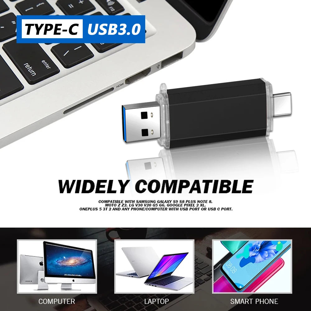 OTG Usb Stick Type C Pen Drive 128 GB 64 GB 32 GB 16 GB USB Flash Drive 3.0 Pendrive Hoge Snelheid Pendrive Voor Type-C Apparaat