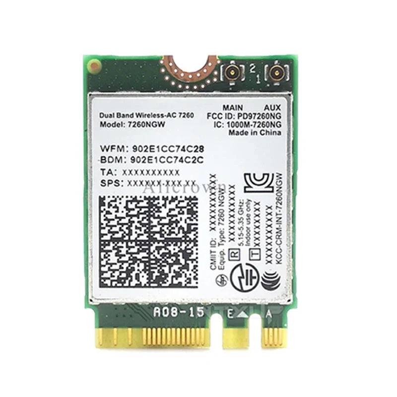7260NGW M.2 Wifi Wireless Card 1200Mbps Dual Band 2.4G 5G Bluetooth 4.0 802.11AC Adapter Card With Antenna For Laptops Desktop