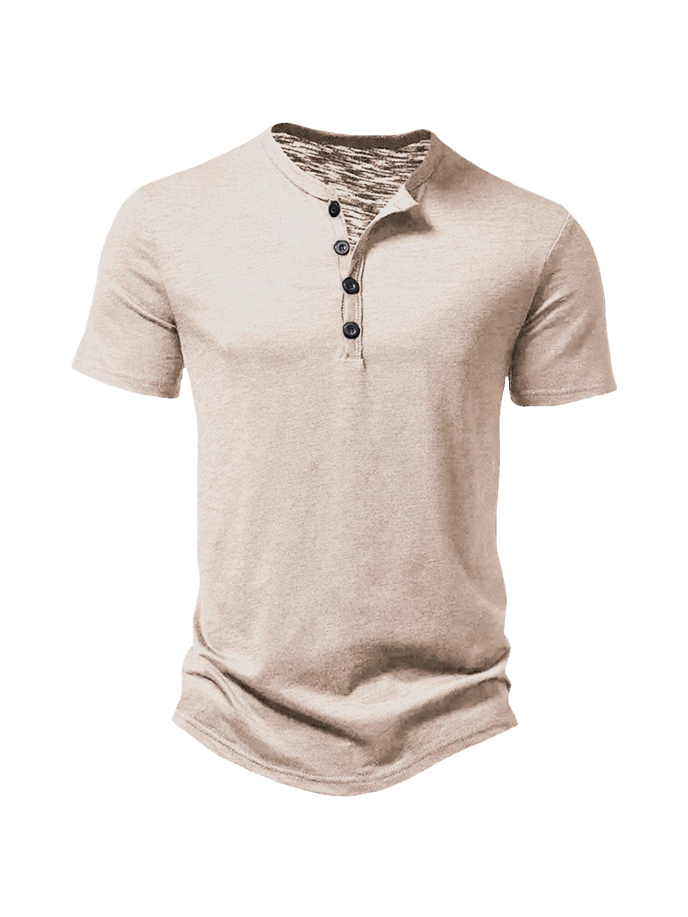 Henley Collar Summer Men's Casual Solid Color O-Neck Short Sleeve Men Thin T-shirts Soft Home Clothes Basic T-shirt Male