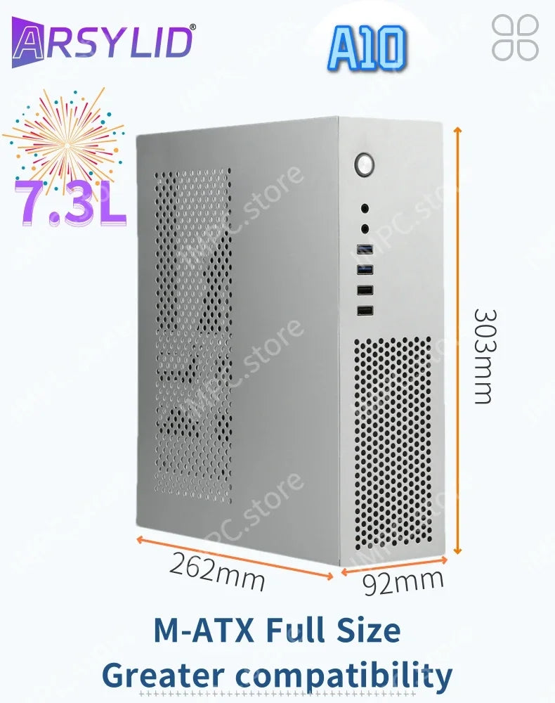 A10 7.3L M-ATX Chassis A4 HTPC Portable Half-Height Graphics Card Computer PC Support PCIe 2.5' SSD Drive Mini Flex PSU Case