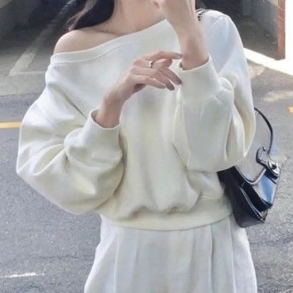 Beach Look Vacation Outfit Casual Hoodie Casual Off Shoulder Hoodie Short Hoodie Medium Stretch Polyester Fabric