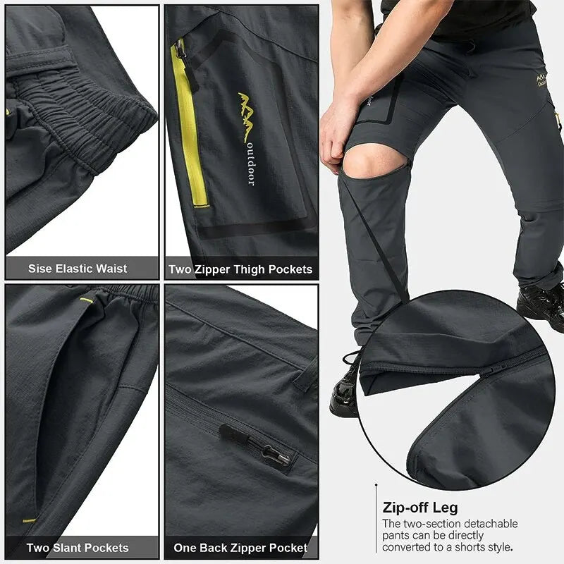Spring Hiking Pants Men Waterproof Can be converted into shorts Fishing Wear Climbing Clothes Quick Dry Anti-UV Trousers